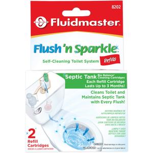 Fluidmaster 8202P8 Flush 'n Sparkle Automatic Toilet Bowl Cleaning System Refills, BioBalance Septic 2-Pack