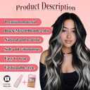 Long Wavy Wig with Lace Hairline 26 Inch Middle Part Curly Women's Charming Wigs Synthetic Heat Resistant Fibers Wig for Daily Wear and Party Use (Black Mixed Blonde)