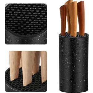 Fohil Knife Block Without Knives, Universal Round Knife Block Holder for Kitchen, Space Saving Detachable Kitchen Knife Organizer Slot for Easy Cleaning