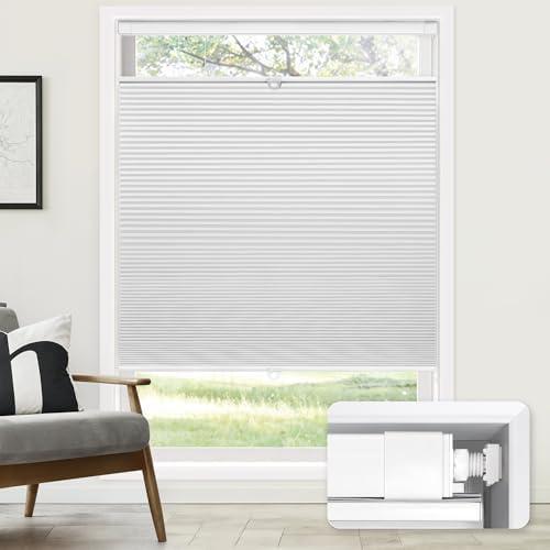 LazBlinds No Tools No Drill Cordless Cellular Shades, Top Down Bottom Up (TDBU) Honeycomb Shades for Home, Blackout Light Blocking Thermal Insulation Blinds for Windows, 31" W x 64" H, White