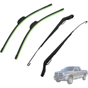 1 Pair Front Windshield Wiper Arm & Blade Kit 55077133AB Compatible With Dodge Ram 1500 2500 3500 2002 2003 2004,Replaces 55077133AA,55077132AA, 55077132AB