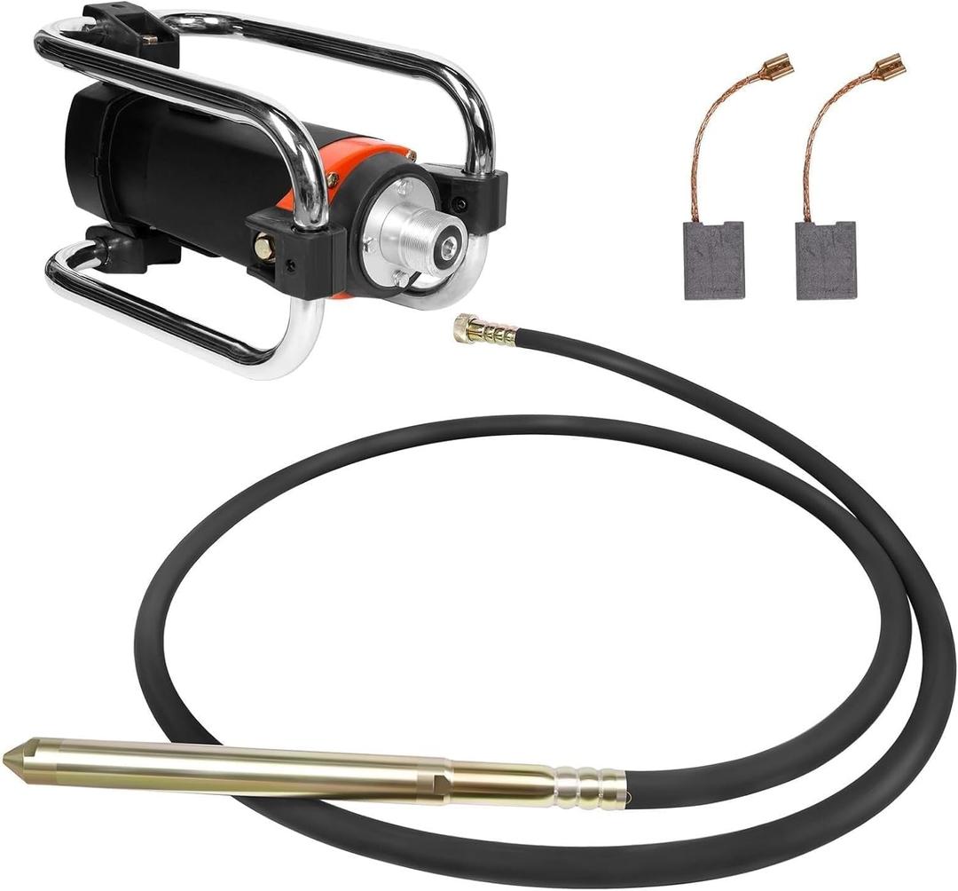 Concrete Vibrator, Ultra Power 1500w 16000 RPM Portable Construction Insertion Vibrating Tool with 6.6 Ft. Shaft Rod, Eliminates Air Bubbles and Mixes Concrete Concrete Vibrator, Black a