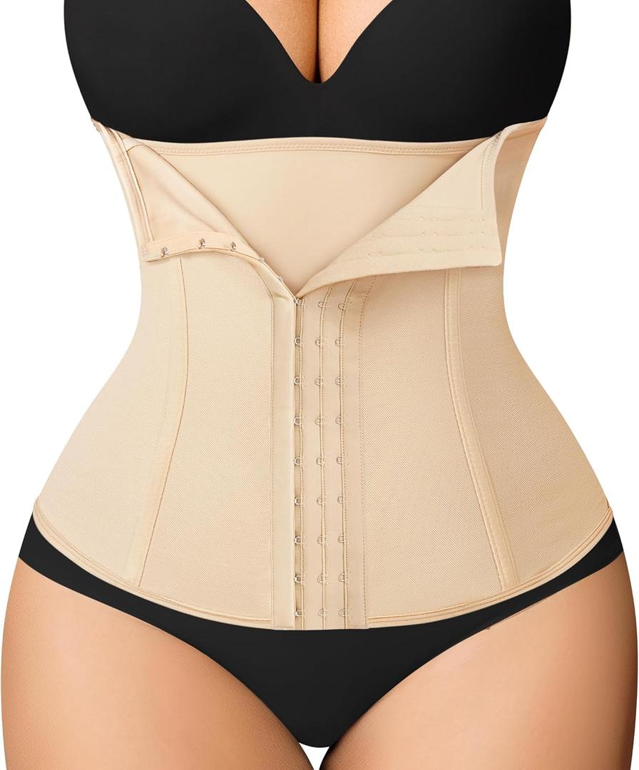MERYOSZ Waist Trainer for Women Tummy Control Shapewear Compression Mesh Body Shaper Waist Cincher Corset Sport Girdle (Beige, XXL)