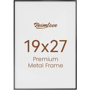 19x27 Metal Picture Frame,Black Aluminum Wall Gallery Poster Puzzles Artwork frames-Real Tempered Glass,Mounting Horizontally or Vertically Decor for Wall-1Pack