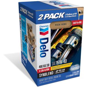 Chevron Delo Heavy Duty Engine Oil SAE 15W-40 400 XLE SB Synblend with Isosyn Advanced Technology, 3 Gallons