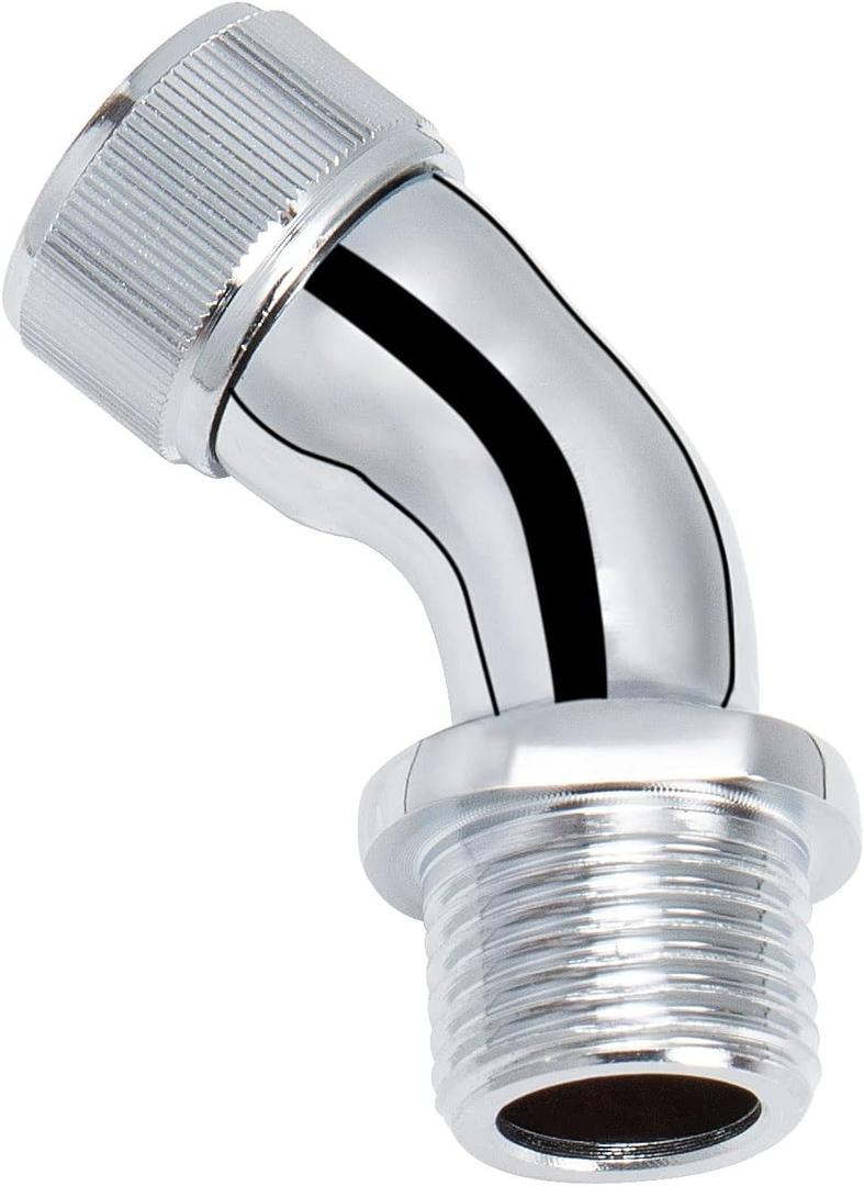 NearMoon Shower Elbow Adapter for Shower Head, Solid Brass 45G1/2 Male to Female Shower Arm Extension Connector, Polish Chrome (Medium)