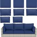 8 pcs Outdoor Cushion Slipcovers Outdoor Patio Cushions Covers Replacement Waterproof with Zipper w/3 Seat Cushion Covers and 5 Backrest Pillow Covers, Covers Only (Blue)