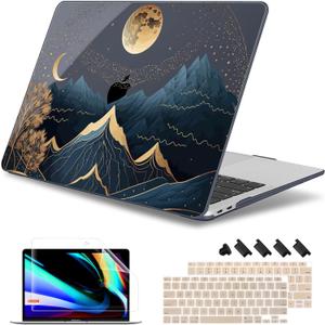 May Chen Compatible with MacBook Air 13 inch Release 2021 2020 2019 2018 (Models: M1 A2337/A2179/A1932), Plastic Hard Shell Case for MacBook Air 13 with Retina Display & Touch ID, Starry Mountain