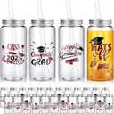 24 Pcs Graduation Cups with Straws Bulk 13.5 oz Class of 2025 Plastic Mason Jars Reusable Tumbler Coffee Tea Hot Cocoa Beverage Happy Graduation Tumbler for Congrats Grad Party Gifts(Maroon)