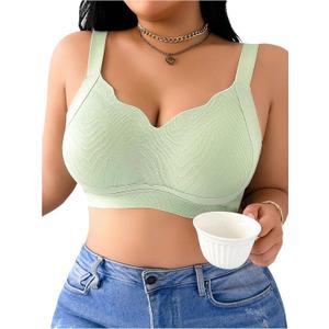 Women's Plus Size Seamless Push Up Bra Wireless Adjustable Strap Lifting Bralettes (XXL)