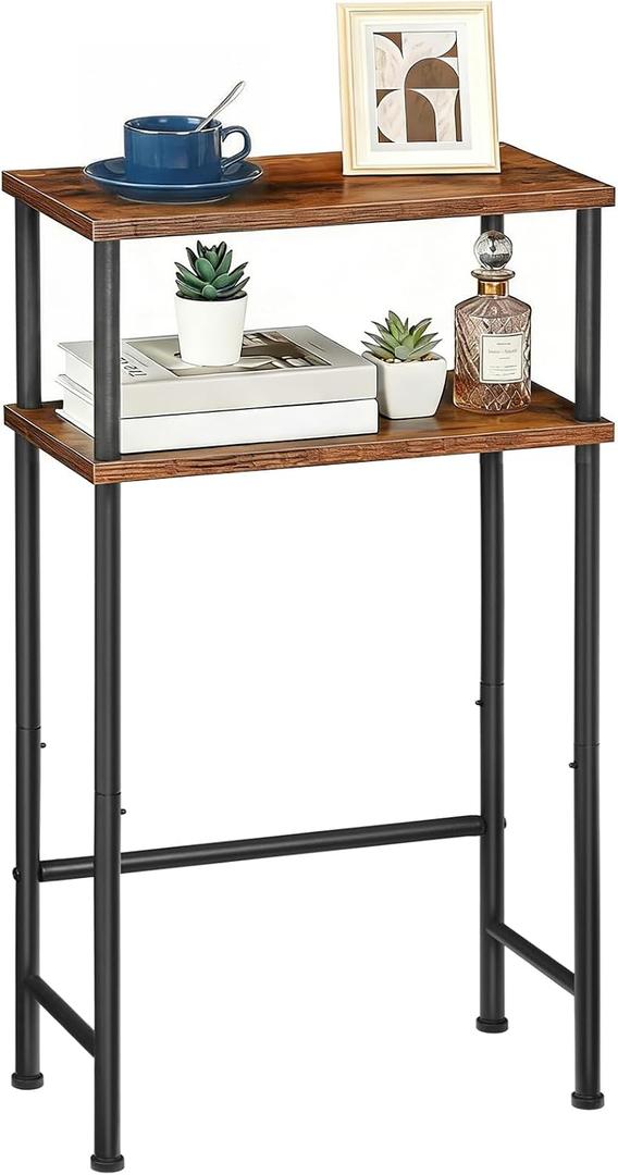 HOOBRO Narrow Console Table for Small Space, 15.7" Entryway Table with Storage, Sofa Table with 2 Shelves, Skinny Console Table for Entryway, Hallway, Living Room, Rustic Brown and Black BF40XG01