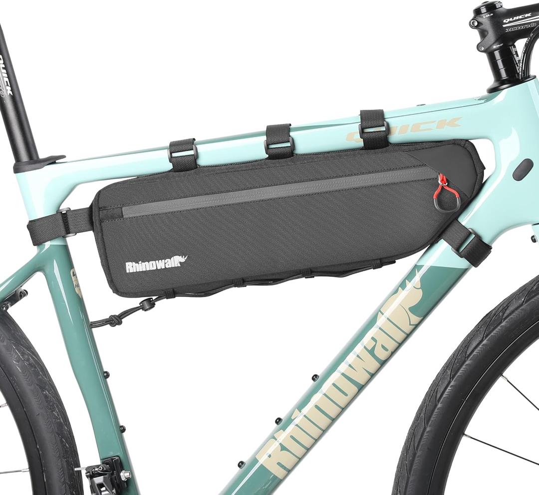 Rhinowalk Bike Frame Bag, Waterproof Bike Triangle Bag, Bicycle Under Top Tube Bag, Corner Pouch Storage Bag, Cycling Accessories, Road Bike Accessories, 2.7L, Black
