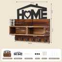 VIS'V Key Holder Wall Mount, Decorative Wooden Mail and Key Organizer with Storage Basket and Shelf, 2 Compartments, 6 Hooks, Brown