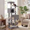 SONGMICS HOME Cat Tree for Indoor Cats, Multi-Level Cat Tower with Sisal Scratching Posts, Hammock and Condo, Light Gray