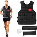20KG Weighted Vest with 4Pcs Sand Bags（without weight）, Adjustable Training Waistcoat for Workout, Strength Training, Running, Fitness, Muscle Building (Black)