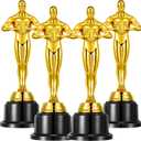 10'' Gold Award Trophy,4 Pack Gold Award Statues,Trophy for Award Ceremony,Celebration,Party Decorations,Party Props and Appreciation Gift