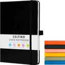 2 x Blank Journal Notebook for Women & Men, 192 Pages College Blank Notebook for Writing Note Taking Work, 100 GSM Thick Paper Hardcover Leather Leather Sketchbook - Medium 8" x 5.7" (Dotted, Black)