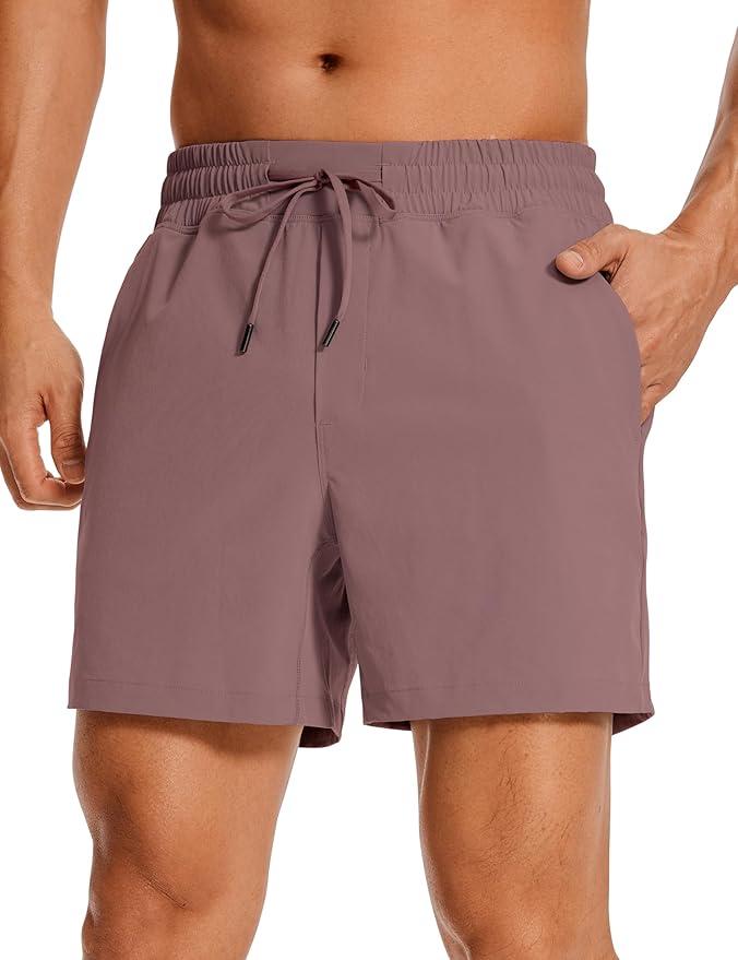 CRZ YOGA Men's Linerless Workout Shorts - 5'' Lightweight Quick Dry for Running Sports Athletic Gym with Pockets L/XL