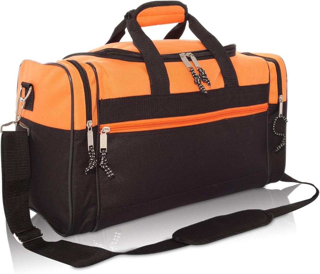 DALIX 17" Blank Duffle Bag Duffel Bag Travel Size Sports Durable Gym Bag (Orange)