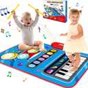 Baby Toys for 1 Year Old: Baby Musical Mat Toddler Toys Age 1-2 - 2 in 1 Piano Drum Babies Play Mat - Infant Music Toy 12-18 Months Babies Birthday Valentines Gifts for 1 2 3 Year Old Boys Girls