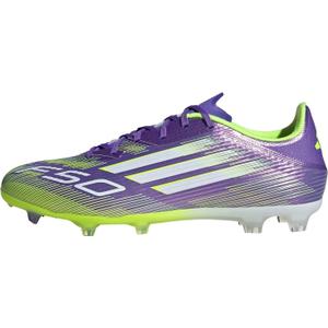 adidas Unisex Adult F50 League Firm Ground Soccer Cleats (13 Women/12 Men, Purple Rush/White/Lucid Lemon)