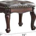 Footstool and Ottomans Small Foot Stool with Fiber Leather Wooden Foot Rest Upholstered Footrest for Living Room Bedroom (Dark-Brown), 15"D x 12"W x 12"H