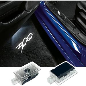 2PCS LED Car Door Logo Projector Lights for Chrysler 300 300C 300S 2005-present Ghost Shadow Light Laser Courtesy Step Lights Puddle Lamp Accessories (White)