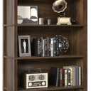 TVU 5-Tier Wooden Bookshelf, 65 Inch Tall Bookshelf with Storage, Floor Standing Modern Style Display Bookcase for Living Room, Office, Study Room, Entryway, Brown