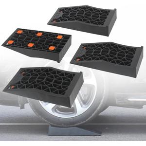 OULEME Low Profile Car Service Ramp - 4 Pack with Anti-Slip Pads for Lift Maintenance and Oil Changes, Low-Chassis Car Tire Ramps for Jack Support