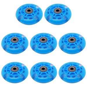 Inline Skate Wheels With Bearings, 3 Inch Roller Blade 76mm Outdoor and Indoor Clear Wheels for Office Chairs, Luggage (8 Pack, Blue)