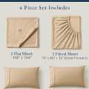 LANE LINEN 100% Organic Cotton Bed Sheets King Size, Fully Elasticized Reinforsed Seams in Fitted Pocket, Machine Washable Naturally Cooling All Season King Sheet Deep Pocket Bedding- Linen