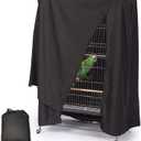 Fhiny Bird Cage Cover, 33.8L24W46.8H Water-Proof Good Night Black-Out Birdcage Cover Durable Washable Windproof Cage Accessories for Parrot Parakeet Small Animal Sleeping