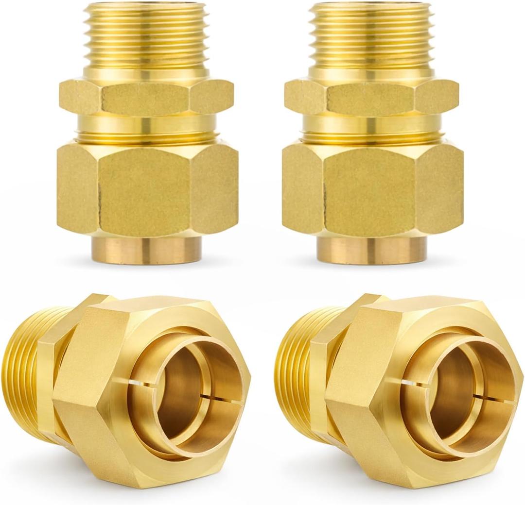 4 Pack 3/4" CSST Male NPT Fitting Kit, Brass Natural Gas Quick Connect Adapter Grill Propane Conversion Connector NPT Brass Pipe Fittings for 3/4in Gas Pipe