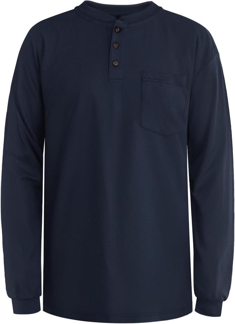 Welding Jacket 5.5oz FR Shirts for Men, Flame Resistant Shirts with Long Sleeves, Lightweight Men's Fire Retardant Welding Shirts for Men, Navy-HL S