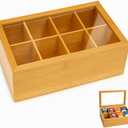 Tea Bag Organizer Spice Organizer and Tea Storage Stash Tea Bag Holder with 8 Compartments, Natural Bamboo Wooden Box