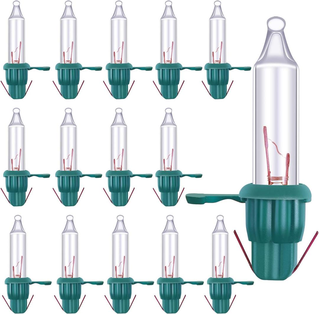 Ruisita 120 Count Mini Christmas 2.5 Volt Replacement Light Bulbs with Base, 170 Ma, 0.42 Watt for Christmas Trees Decorative Light (Clear and Green)