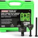 OEMTOOLS Power Steering Pulley Puller and Installer Kit, Removes and Installs Power Steering Pump Pulleys on Most Domestic Vehicles, Ford, GM, VW, 37031 Green Case