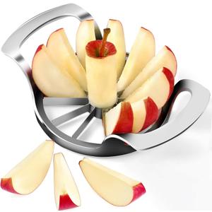 4.72 Inch Extra Large Apple Slicer with 12 Blades - Professional Heavy Duty Apple Cutter -304 Stainless Steel Apple Corer Tool - Sharp Apple Slicer and Corer - Easy to Use - Dishwasher Safe