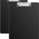 Amazon Basics Plastic Clipboards, Low Profile Clip, Clipboard for Classrooms, Office, Restaurants, Doctor Offices, 2-Pack, Black