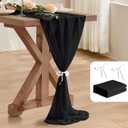 2 Pack 10 Ft Chiffon Table Runner Black Gauze Long Table Runners 27x120 Inches Sheer Tulle Table Runner for Rustic Wedding Reception Bridal Shower Decorations Birthday Party