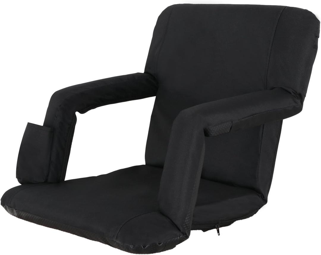 Smartxchoices Stadium Seat Reclining Chair for Bleachers w/Backs, Padded Cushion, Armrest Support, Bonus Shoulder Straps - 6 Reclining Positions, Folding & Portable, Water Resistant (Black Reclining) Smartxchoices Stadium Seat Reclining Chair for Bleachers w/Backs, Padded Cushion, Armrest Support, Bonus Shoulder Straps - 6 Reclining Positions, Folding & Portable, Water Resistant (Black Reclining)