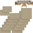 14Pcs Patio Cushion Covers Replacement Splashproof UV-Resistant Inelastic Covers with Zippers, Max Compatible 25.6x25.6x4inch Patio Cushion, for 7 Pcs Outdoor Patio Furniture Sets (Flax)