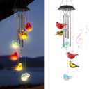 Solar Wind Chimes for Outside, Solar Bird Hanging Lights Outdoor Wind Chime, Waterproof Outdoor Decor for Patio Yard Garden Home