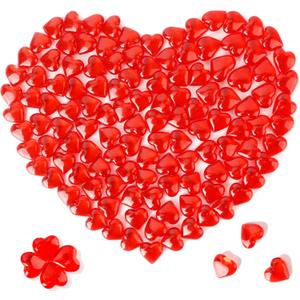 Red Acrylic Heart, 120Pcs Heart Gems Reusable Love Heart Ornaments 0.9 Inch Translucent Hearts Shaped Crystal Gems for Vase Filler DIY Crafts Table Scatter Home Wedding Birthday Decorations