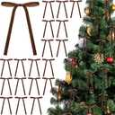 Glitinsel 24 Pcs Velvet Bows Christmas Tree Ornaments Vintage Velvet Ribbon Bows for Tree Garland Wreath Indoor Xmas Decorations(5 x 7 Inch, Width of 3/8",Brown)