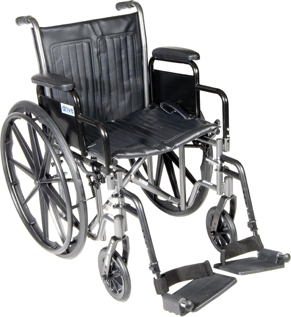 Drive Medical SSP218DDA-SF Silver Sport 2 Folding Wheelchair, Black
Lightweight Folding Wheelchair Features Detachable Desk Arms and Swing Away Footrests for Easy, Portable Transport
