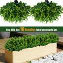 Lnoicy Artificial Greenery Plants Outdoor UV Resistant Fake Plants Boxwood Shrubs Grass,10 Bundles for Farmhouse Home Garden Office Patio Backyard Wedding and Indoor Outdoor Decoration