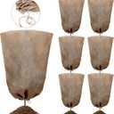 Woanger 12 Pcs 40" x 24" Reusable Winter Burlap Plant Covers Bags Warm with Drawstring Large Sack Plant Blanket Burlap Frost Cover for Cold Winter Outdoor Fruit Garden Trees Protection