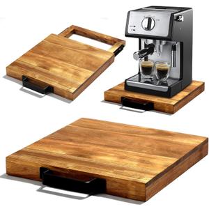 Natural Acacia Sliding Tray for Coffee Machine Kitchen Appliance slider Moving Caddy, appliance slider,appliance rolling stand air fryer rolling tray