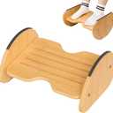 Amazer Bamboo Foot Rest for Under Desk at Work, 2-in-1 Reversible Rocking Footrest Adjustable Foot Stool, Ergonomic Footrest for Under Gaming Desk, Feet Support Leg Footstools for Home Office
